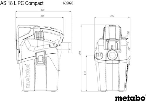 Metabo Ash 18 l PC Aspirapolvere compatto multiuso a batteria | 18v| senza batterie e caricabatterie - 602028850