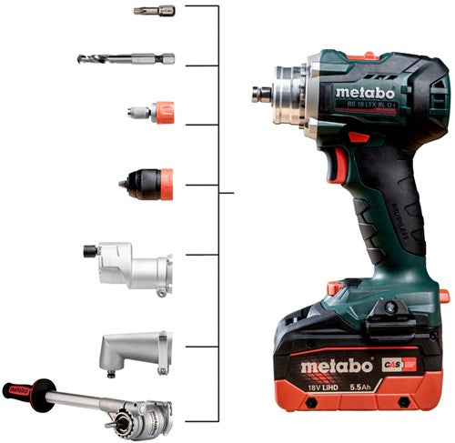 Metabo bs 18 ltx bl q i accu boorschroefmachine | 18 v | 2 x 5.2 ah li-power, asc 55 | in x - 602359650