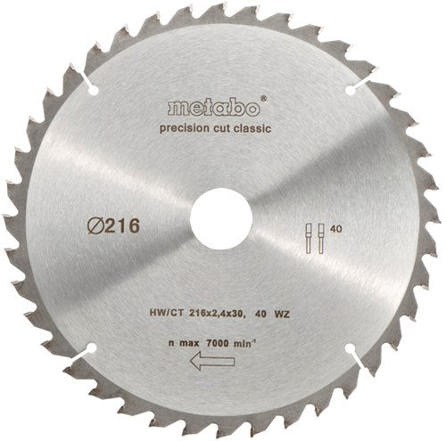 Accessori Metabo lama per sega circolare metabo taglio di precisione hw ct ø 216 mm, 30t wz22 - 628062000
