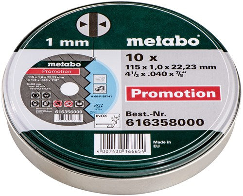 Dischi da taglio Metabo in latta (10 pz.) ø 115x1,0x22,23 - 616358000