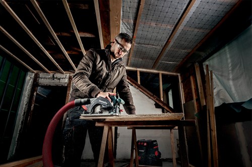 Metabo ks 18 ltx 57 set juego de sierra circular con batería de iones de litio de 18v en metaloc con riel guía fs 160 - 57 mm | 691065000 - 691065000
