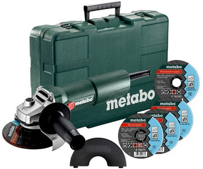 Metabo w 750-125 set | haakse slijper | 125 mm | 750 watt | 11500 min | in kunststof koffer + toebehoren - 603605680