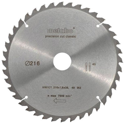 Lama per sega circolare Metabo taglio di precisione hw ct ø 216 mm, 40t wz 5° - 628065000