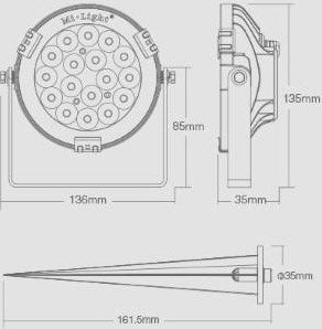 Mi-light rgb-cct led tuinspot ip65 9w rond zwart led0255