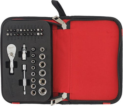 Juego de trinquete compacto Milwaukee 1 4 Juego de vasos de 39 piezas 1 4” four flat™compact en estuche (39 piezas) - 4932492672