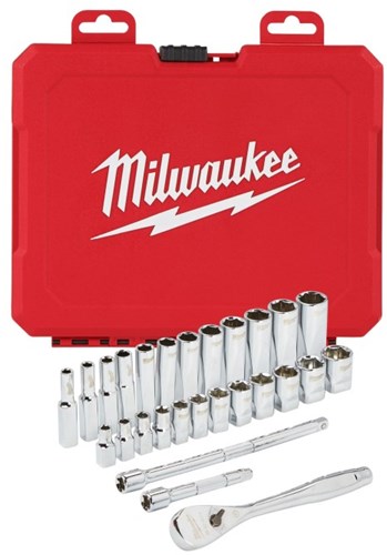 Accessori Milwaukee Set di cricchetto e bussola da 1 4" | metrico | 28 pezzi - 4932464943