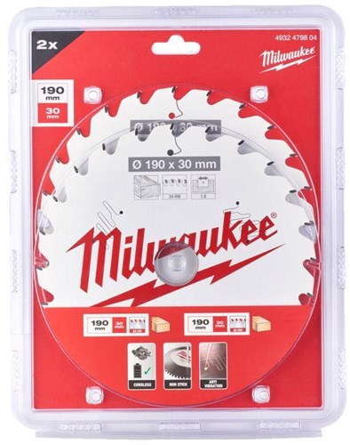 Accessori Milwaukee lama per sega circolare csb | 165x24t | 2 pezzi - 4932479836