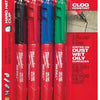 Milwaukee accessoires inkzall fijne punt kleur markeerstift 4-delig set: zwart, rood, blauw en groen - 48223106