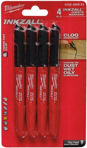 Accessori Milwaukee pennarelli inkzall | nero | 4 pezzi - 4932480551