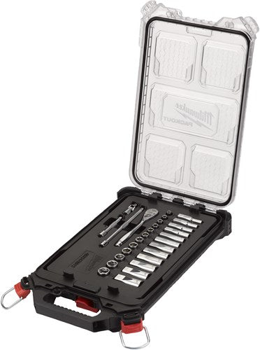 Accessori Milwaukee metric 1 4 cricchetto + set di chiavi a bussola (28 pezzi) in packout compact slim organizer - 4932478812
