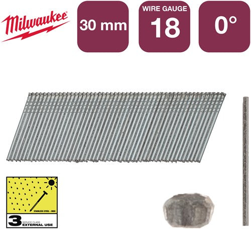 Accessori Milwaukee chiodi brad acciaio inossidabile 18g 30mm sc3 | 5.000 pezzi - 4932492560