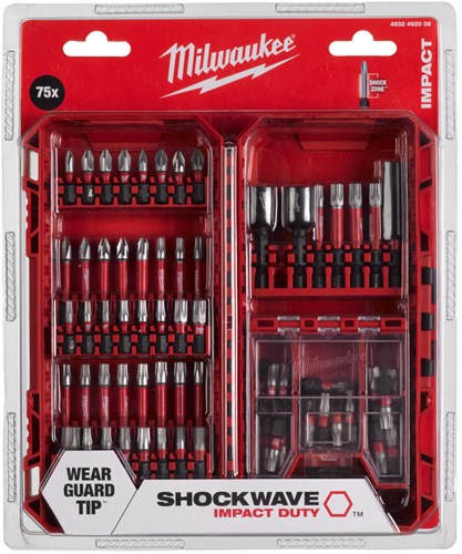 Imp Milwaukee accessori set di punte per viti shockwave act duty 75 pezzi - 4932492008