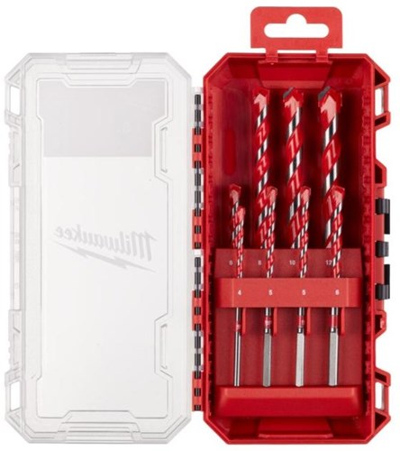 Milwaukee accessoires milwaukee betonboren premium packout friendly box set (4 x 90, 5 5 6 6 x 100, 8 10 12 x 150 mm) - 4932493881