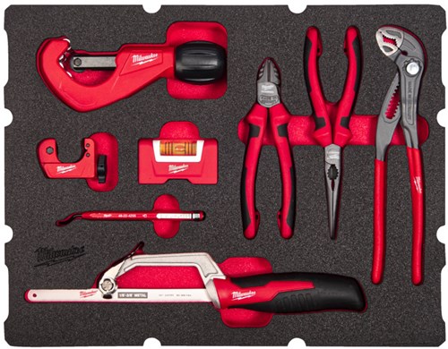 Inserto in schiuma Milwaukee adatto a tutte le cassette degli attrezzi Packout™ con cassetti idraulici | 8 pezzi - 4932493639
