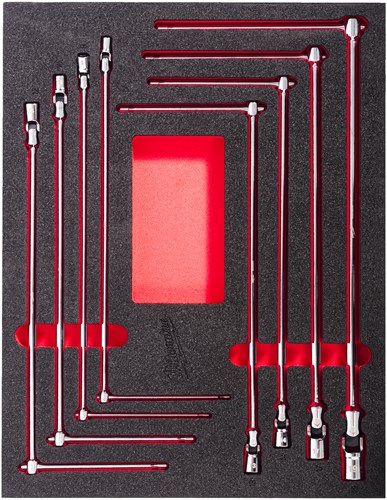 Set di chiavi a bussola a T con inserto in schiuma Milwaukee con giunto cardanico | 8 pezzi - 4932499113