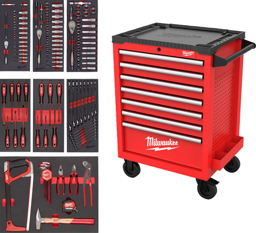 Carro de herramientas Milwaukee lleno | protector de herramientas™ | 27 69cm | herramientas universales (131 piezas) - 4932499182