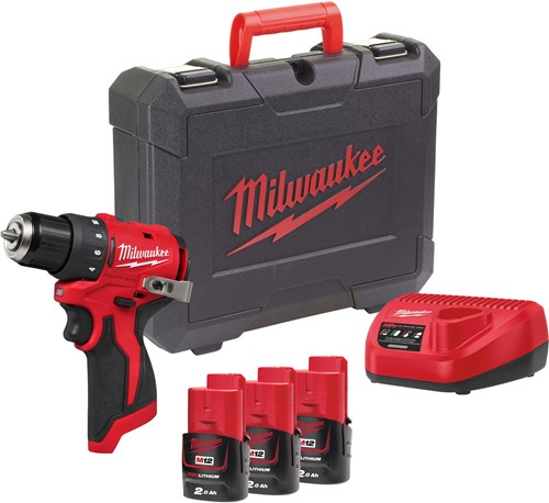 Trapano avvitatore a batteria Milwaukee m12 blddrc-203c | 40nm | incl. 3 batterie da 2,0 Ah e caricabatterie in custodia - 4933499685