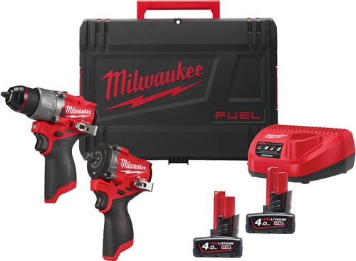 Paquete de energía de combustible Milwaukee m12 fpp2x2-402x m12 | m12 fpd2, m12 fciwf12g3, 2 x m12 b4, 1 x cargador c12c, 1 x caja hd - 4933498741