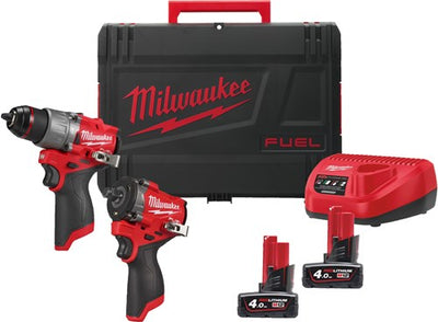 Paquete de energía de combustible Milwaukee m12 fpp2x2-402x m12 | m12 fpd2, m12 fciwf12g3, 2 x m12 b4, 1 x cargador c12c, 1 x caja hd - 4933498741