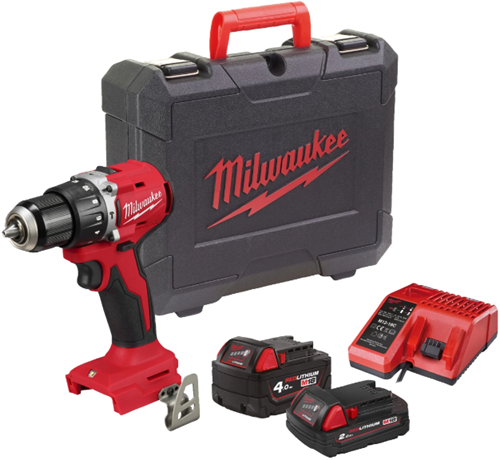 Milwaukee m18 blpdrc-422c trapano a percussione m18 60nm compatto senza spazzole, 1 x 4,0 ah 1x 2,0 ah - 4933492825