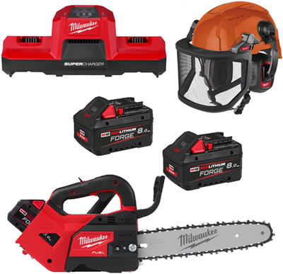 Juego de motosierra a batería Milwaukee m18 fpp1opl2-802 | 1x motosierra de batería m18 fthchs30-0 + 1x casco Bolt200 + 1x careta Bolt + 1x protección auditiva Bolttm HP - 4933500230