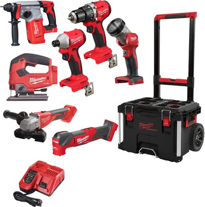 Milwaukee m18 fpp7e-503p | paquete de energía de combustible de 7 piezas | 18v | juego combinado de baterías (3x 5,0ah) | carro de embalaje - 4933499297