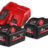 Milwaukee m18 hnrg-552 - m18 hb5 duo pack 18v 5.5ah ad alto rendimento + caricabatterie m12-18fc