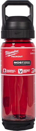 Bottiglia in plastica Milwaukee packout™ con tappo | 740ml| rosso - 4932498636