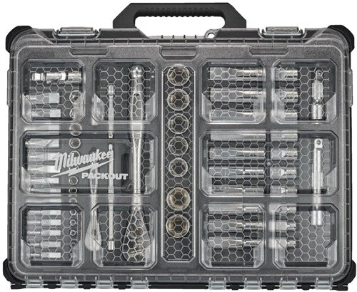 Set con cricchetto e chiavi a bussola Milwaukee confezione metrica ¼ ½ (63 pezzi) - 4932493661