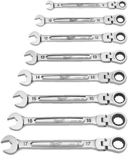 Set di chiavi fisse e a cricchetto Milwaukee | massima flessibilità del morso | 7 pezzi - 4932478557