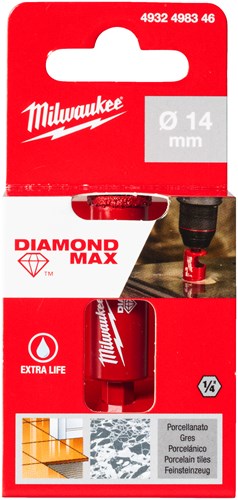Milwaukee accessoires milwaukee tegelboor | diamond max™ | 1 4 nat droog | 14 mm 1 4 hex - 4932498346