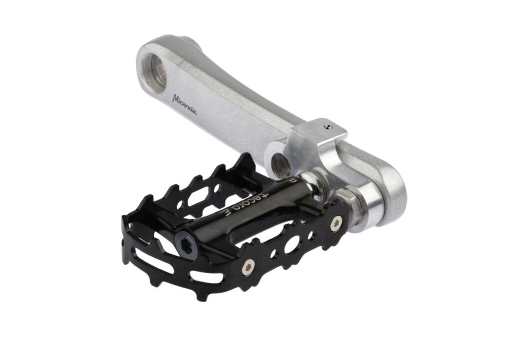 Turners de manivela Mirage con perno de acero inoxidable aluminio T6 de plata