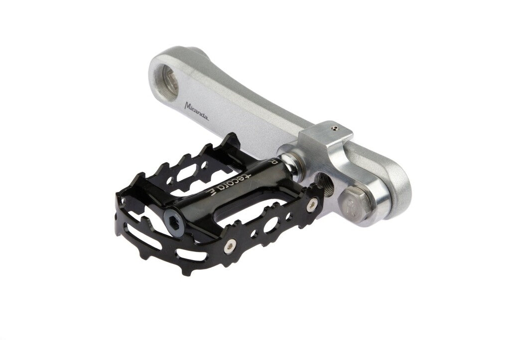 Turners de manivela Mirage con perno de acero inoxidable aluminio T6 de plata