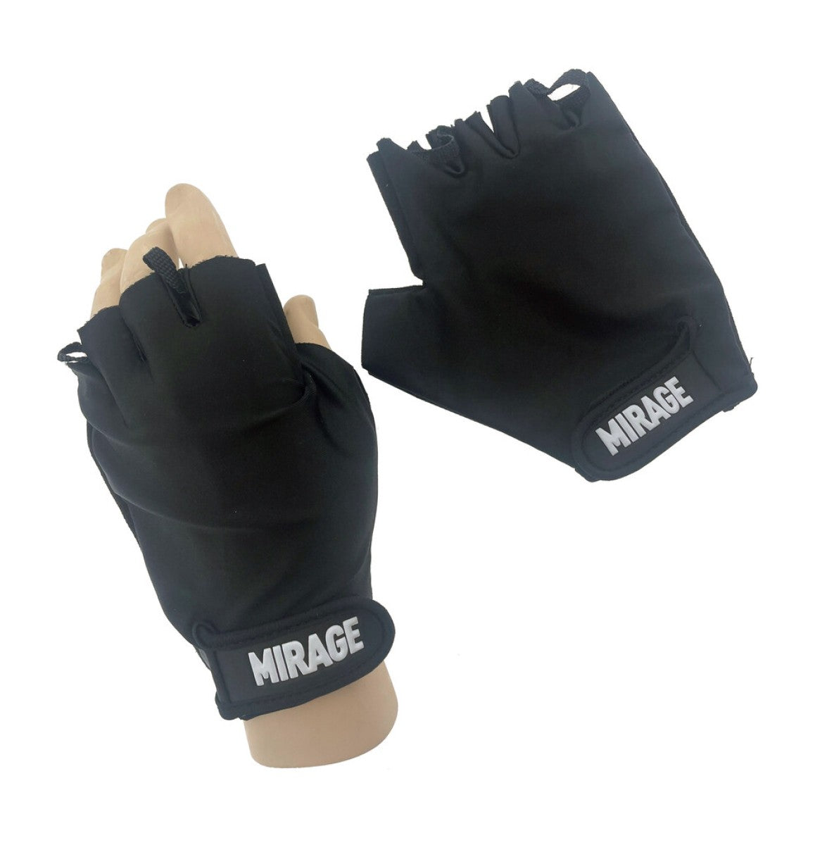 Mirage lycra guante size m gel negro dedo corto en la tarjeta