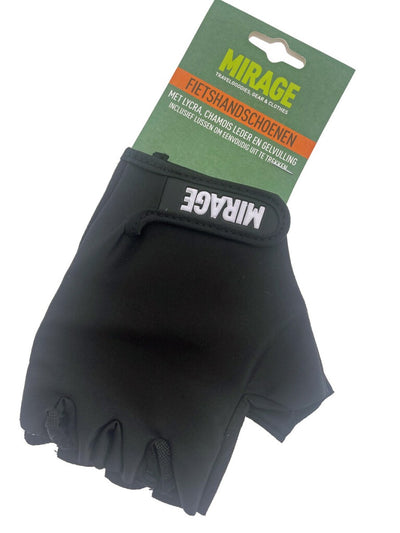 Mirage lycra guante size s gel negro dedo corto en la tarjeta