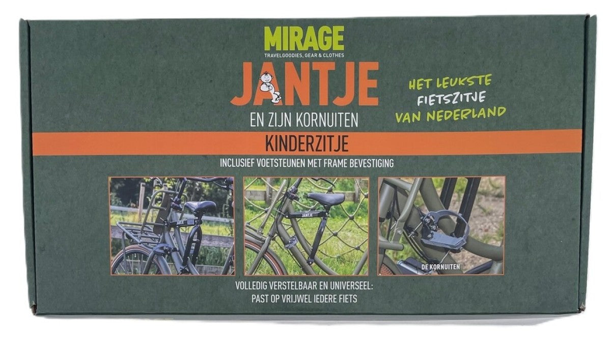 Zadel op buis Mirage Jantje inclusief voetsteunen universeel - zwart