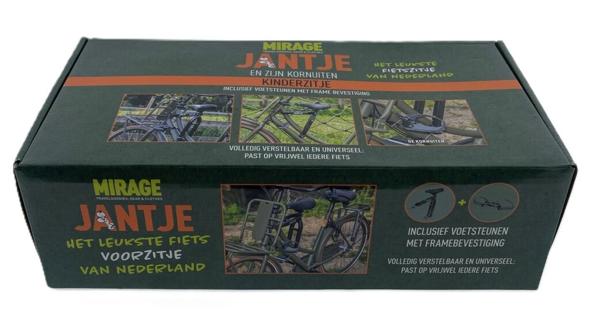 Zadel op buis Mirage Jantje inclusief voetsteunen universeel - zwart