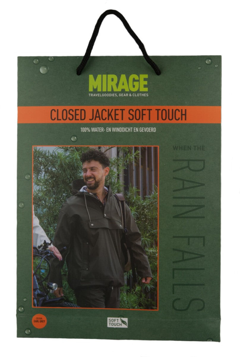 Mirage regenjas rainfall closed jacket - maat xl - gemaakt van polyester soft touch - earl grey