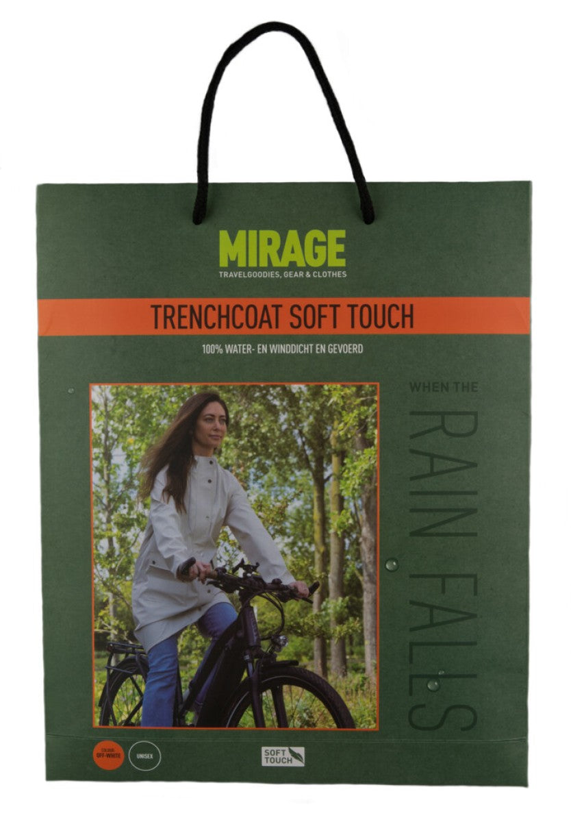 Mirage regenjas rainfall trenchcoat - maat l - gemaakt van polyester soft touch - off white