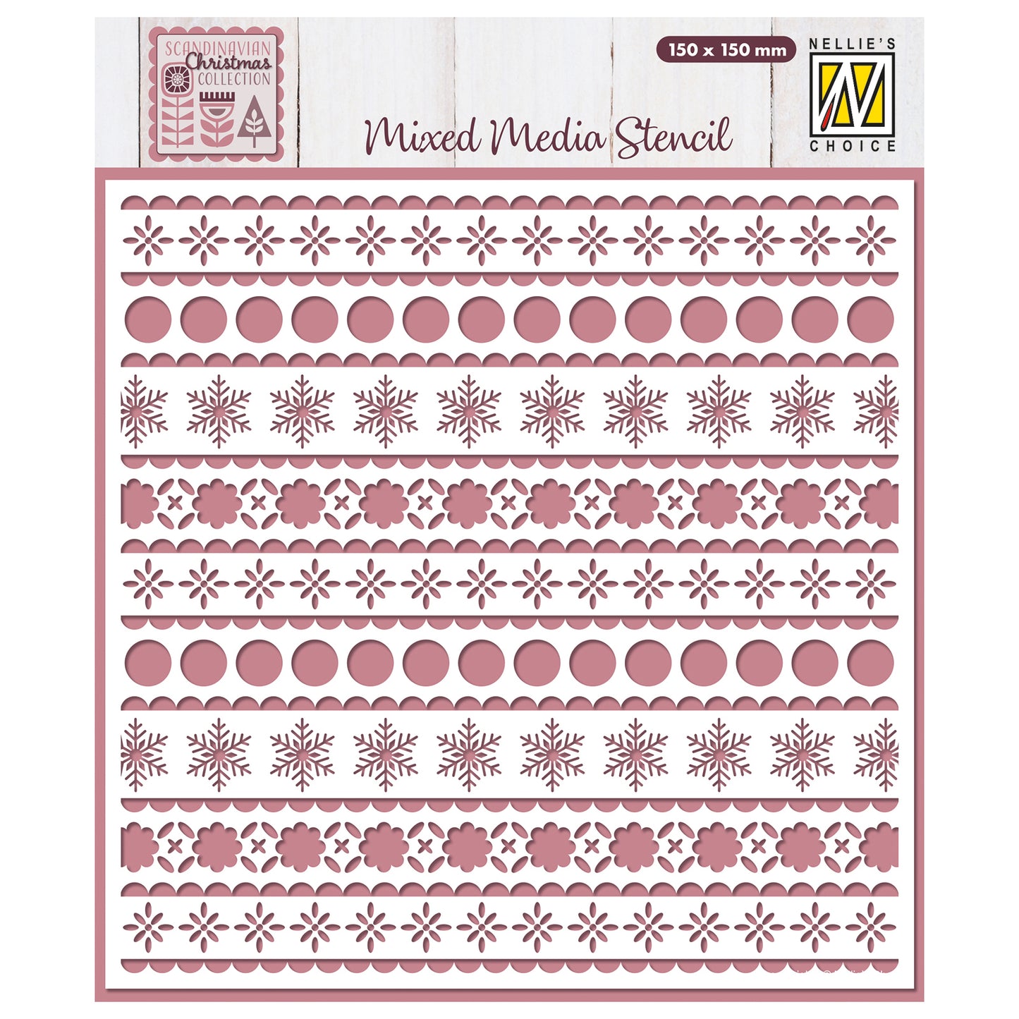 Nellie's choice • sjabloon scandinavische bloemen sneeuw 15x15cm