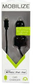 Movilize cargador de coche USB dual 4800ma + cable lightning negro 1m - 9540126