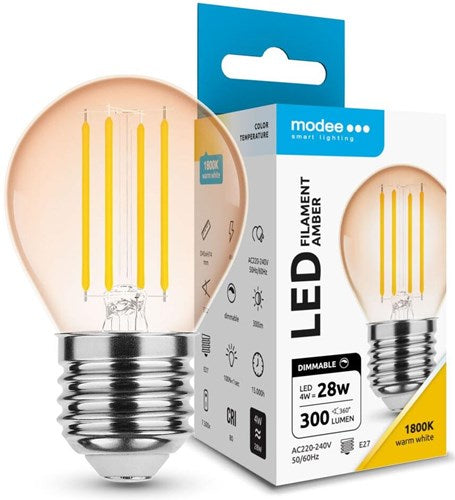 Modee bola led e27 4-28w 1800k filamento ámbar regulable - led7430
