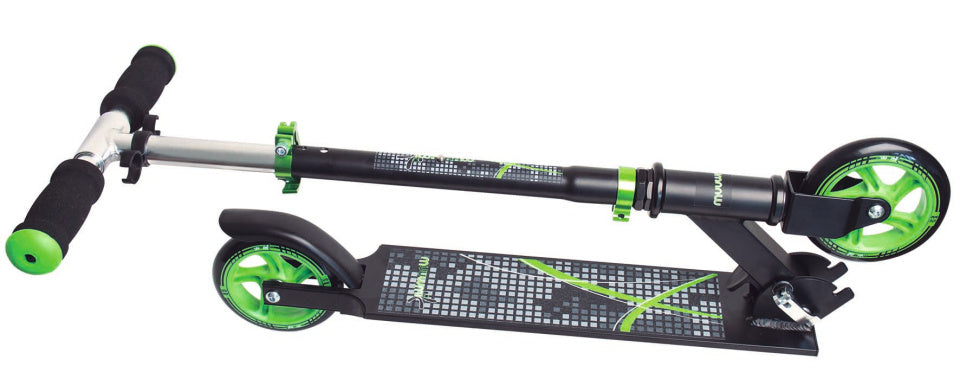 Muuwmi 2-ruedas Kinderstep freno de pie plegable verde negro