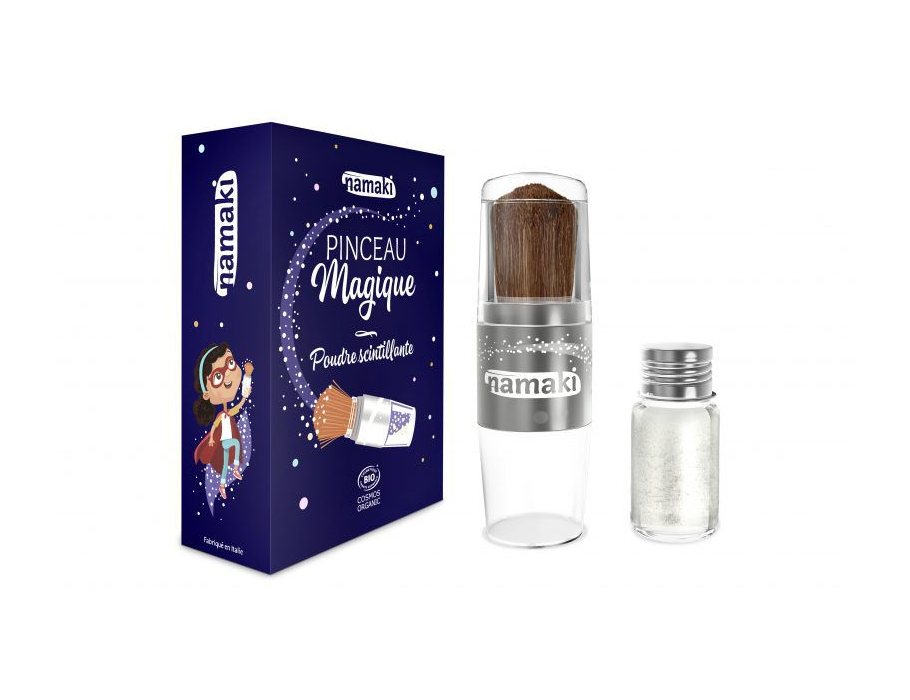 Pennello in polvere glitter per bambini namaki - argento