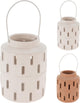 Cosydecor lantaarn dolomite met metalen handvat ã˜10xh13cm