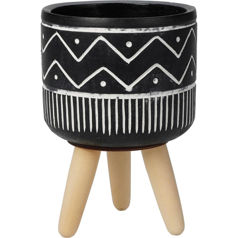 Home styling bloempot 10x15cm zwart wit