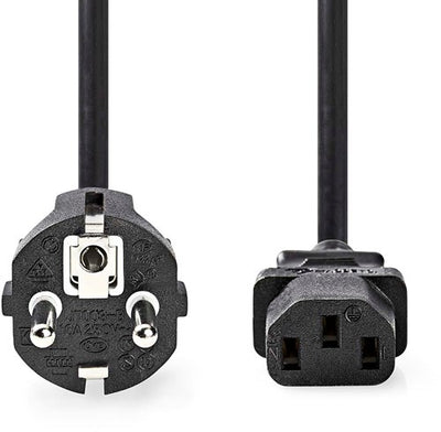 Cavo di alimentazione Nedis | tipo f (cee 7 7) maschio | iec-320-c13 | giusto | giusto | nichelato | 5,00 | rotondo | pvc | nero | etichetta - cegl10030bk50