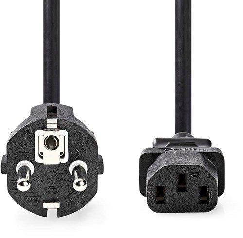 Cavo di alimentazione Nedis | tipo f (cee 7 7) maschio | iec-320-c13 | giusto | giusto | nichelato | 5,00 | rotondo | pvc | nero | etichetta - cegl10030bk50