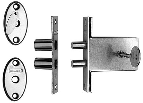Serratura aggiuntiva di sicurezza Nemef 1008 | skg* | dm47mm | Rettangolare 22x101mm | set da 3 pezzi | chiavi uguali | dottor 1+2+3+4 - 9100800453