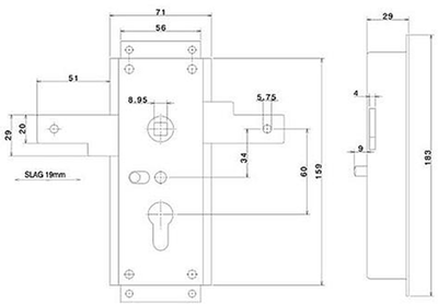 Nemef 1846 Cerradura para 2 garajes | pc60mm | caja cerradura acero galvanizado 59x159mm | varillas horizontales | no elástico | Conexión de 5,8 mm | función día y noche | dr 1+2+3+4 - 9184602010